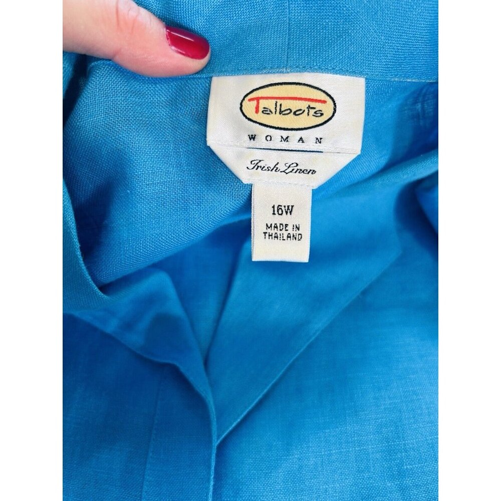 Talbots Rish Linen Button Front Collared Shirt Bl… - image 6